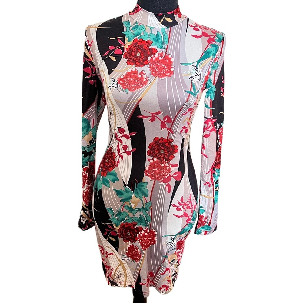 SHEIN Floral Print Bodycon Dress Size XS